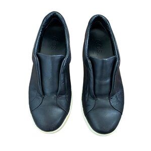Cos Leather Laceless Pull On Black Sneakers Size 6 1/2